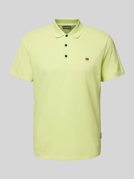 Napapijri Slim Fit Poloshirt mit Logo-Stitching Modell 'EALIS' Neon Gelb 2