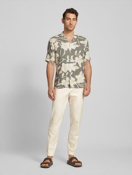 MANGO Regular Fit Hose aus Baumwoll-Leinen-Mix Modell 'OLIMPO' Offwhite 1