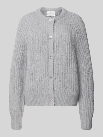 Fynch-Hatton Loose Fit Strickjacke aus Alpaka-Mix mit Woll-Anteil Hellgrau Melange 2