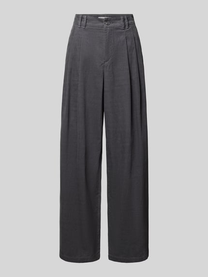 Produktfoto, Wide Leg Cordhose aus reiner Baumwolle von Marc O'Polo, dunkelgrau, lockere Form, sichtbare Cordstruktur, Damen Cordhose