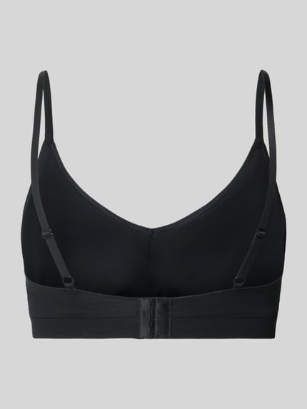 Productfoto, zwarte bh met logoprint van SKINY met haakjessluiting, verstelbare schouderbandjes, spaghettibandjes
