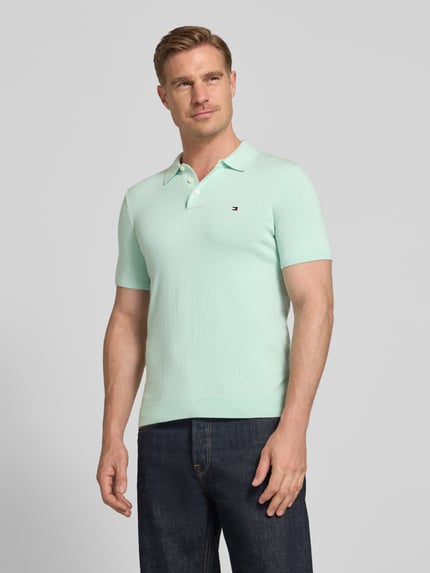 Tommy Hilfiger Regular Fit Strick-Poloshirt aus reiner Baumwolle Mint Melange 4