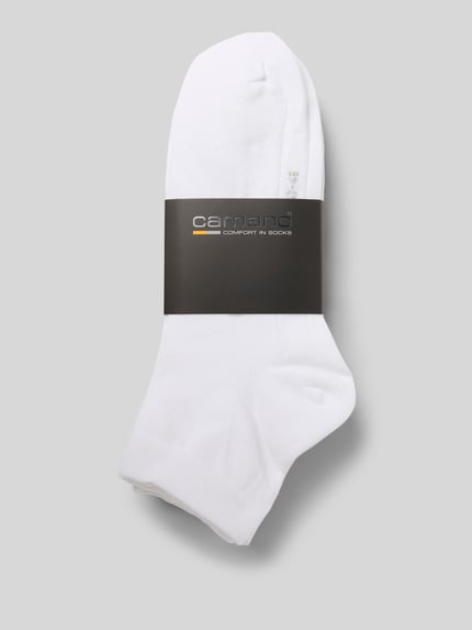 Produktfoto, Socken mit Label-Print im 7er-Pack von camano in Weiß, Baumwoll-Mix mit Stretch-Anteil, körpernaher Schnitt, gerippter Abschluss.