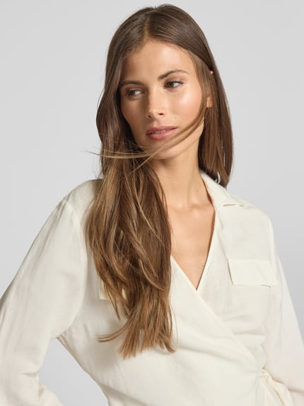 Tommy Hilfiger Relaxed Fit Bluse aus Leinen-Viskose-Mix Ecru 3