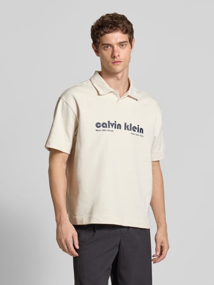 Calvin Klein Jeans Relaxed Fit Poloshirt mit Label-Print Offwhite 4