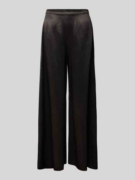 Produktfoto, schwarze Regular Fit Weite Hose mit Nahtreißverschluss Modell 'TORCAIN' von BOSS aus Twill, unifarbene Optik, Damenmode