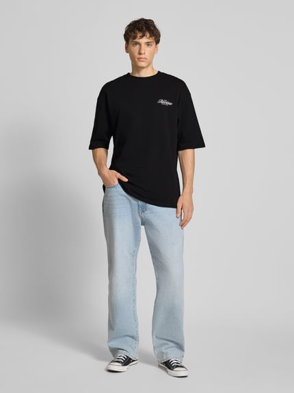 REVIEW Oversized T-Shirt mit Label-Print Black 1