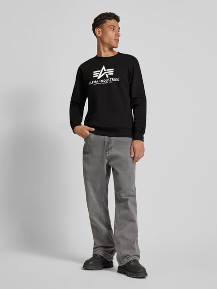 Alpha Industries Bluza z Nadruk z logo Model 'BASIC SWEATER' Czarny 1