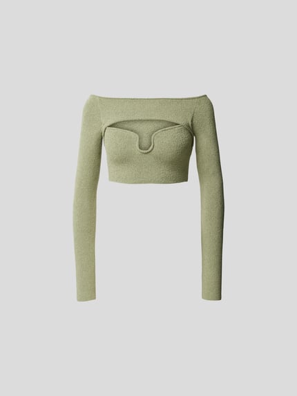 Cropped longsleeve in riblook Shop The Look MANNEQUINE