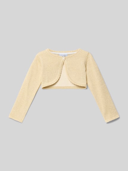Happy Girls Cropped Bolero in Strick-Optik mit Zierbordüren Gold 1