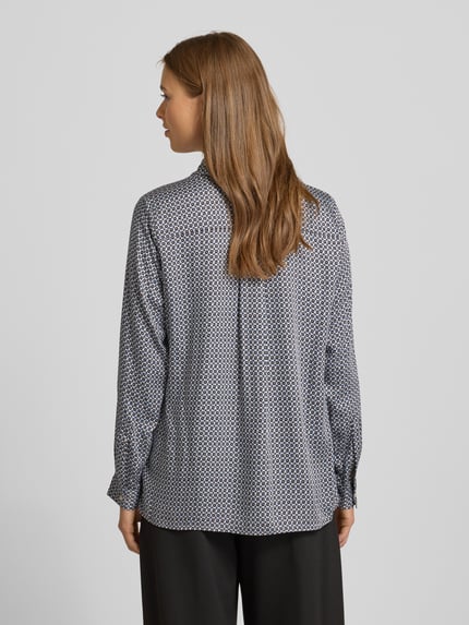 Milano Italy Regular fit blouse van viscose in all-over look Chocoladebruin - 5
