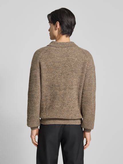 Jake*s Studio Men Sweter z dzianiny o kroju loose fit z dodatkiem bawełny i wełny Ziemisty brązowy 5