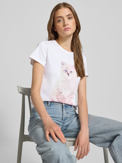 REVIEW T-shirt met motief- en labelprint Wit - 3