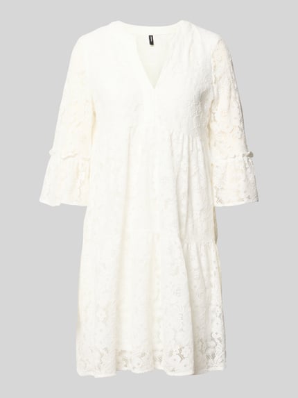 VERO MODA Loose Fit Spitzenkleid aus Baumwoll-Mix Modell 'HONEY' Weiss 2