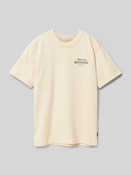 Cars Jeans T-Shirt mit Label- und Statement-Print Modell 'Mezzo' Sand 1