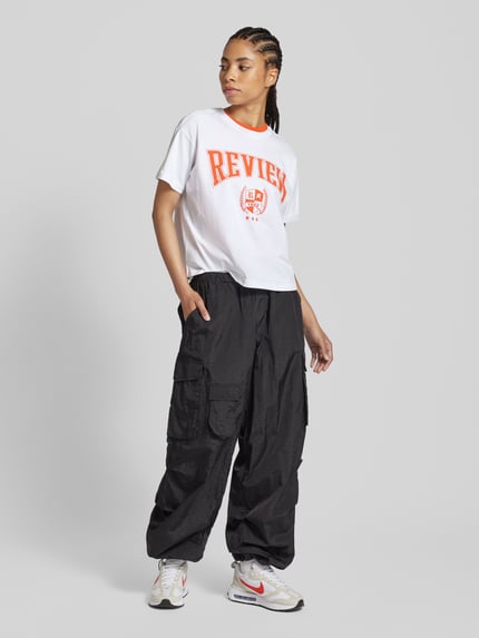 REVIEW T-Shirt mit Statement-Print Weiss 1