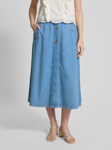 MOS MOSH Jeansrok met strookzakken, model 'Marti' Blauw - 4