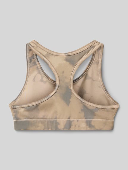 Produktfoto, Slim Fit Sportsbra mit Logo-Print von CHAMPION für Kinder, elastischer Material-Mix, beige-graues Muster, glatte Textur