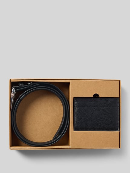 JACK & JONES Gürtel-Portemonnaie-Set in Leder-Optik Modell 'Cabilo' Black 1