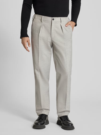 Profuomo Relaxed Fit Hose mit Bügelfalten Hellgrau 4