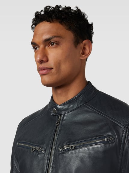 MAURITIUS Lederjacke mit Stehkragen Modell 'MARC LAKEV' Marine 3