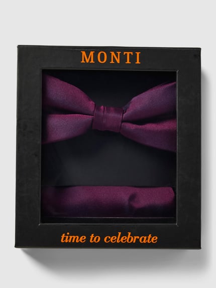MONTI Strik en pochet in een set van pure zijde Fuchsia - 1