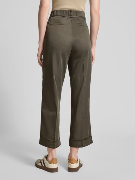 OPUS Straight Leg Stoffhose mit Bügelfalten Modell 'Meeri' Khaki 5