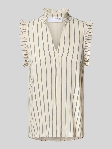 Selected Blusentop aus Viskose-Leinen-Mix Modell 'VIVA' Beige 2