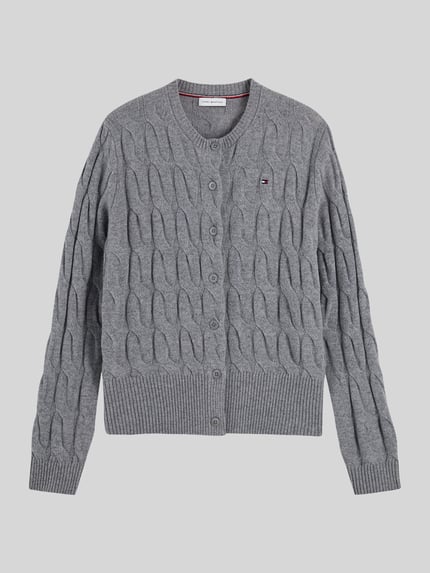 Tommy Hilfiger Regular Fit Strickjacke aus reiner Wolle  Dunkelgrau 2