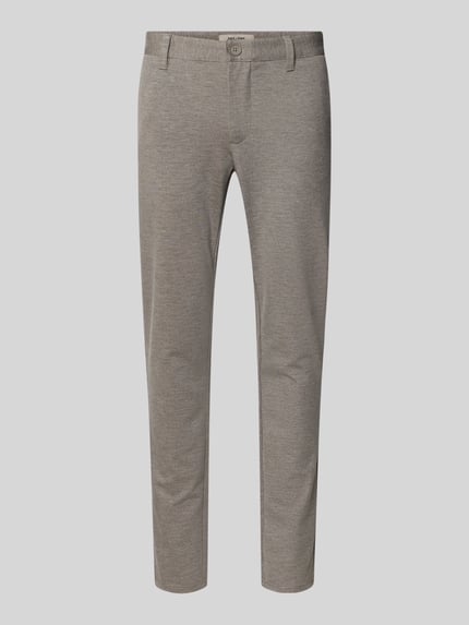 Productfoto, Slim Fit Chino uit viscosemix model 'MARK' van Only & Sons, effen met all-over ruitpatroon, riemlussen, label-applicatie, knoop- en blinde ritssluiting, achterzakken, zijzakken, zachte textuur