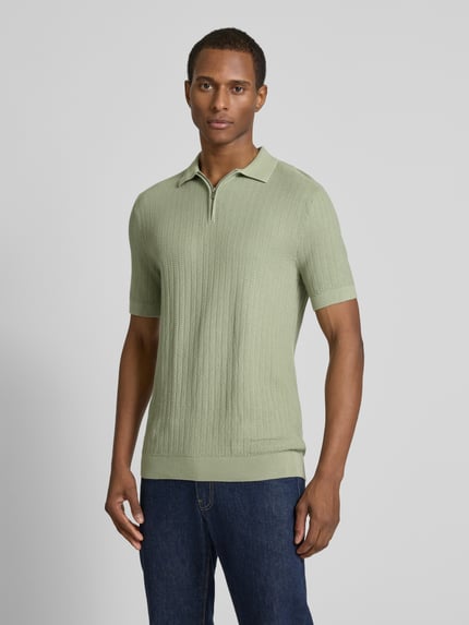 Selected Poloshirt mit kurzem Reißverschluss Hellgruen 4