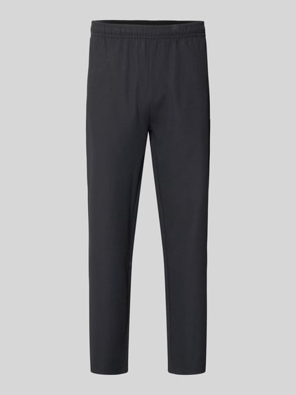 Produktfoto, Sweatpants mit Strukturmuster und elastischem Bund von Pegador, schwarzer Material-Mix mit Stretch-Anteil, Relaxed-Fit