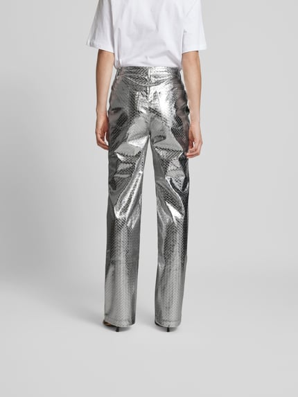 ROTATE Flared broek van imitatieleer met 5-pocketmodel Zilver - 5