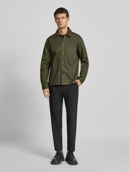Selected Regular fit overhemdjack van puur katoen, model 'TATE' Donkergroen - 1