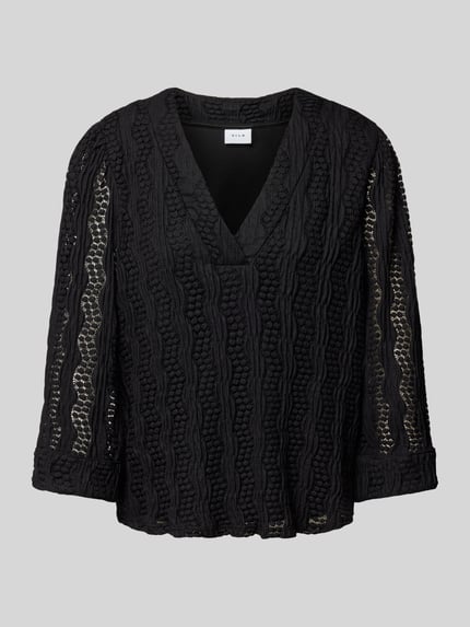 VILA Regular Fit Bluse mit V-Ausschnitt Modell 'LUMENA' Black 2