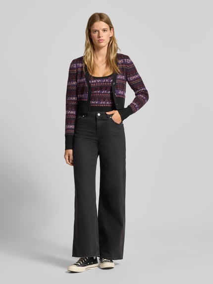 Tommy Jeans Top o kroju slim fit z dodatkiem wełny model ‘FAIRISLE’ Czarny 1