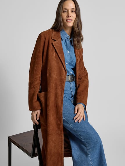 IVY OAK Lange jas van echt leer, model 'LISA' Cognac - 3