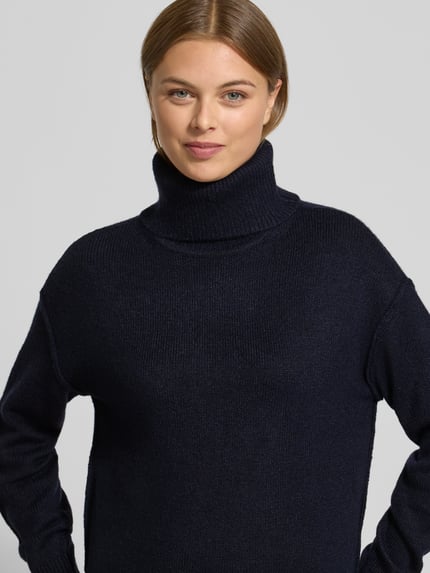 Christian Berg Woman Relaxed fit coltrui met breistructuur Donkerblauw - 3