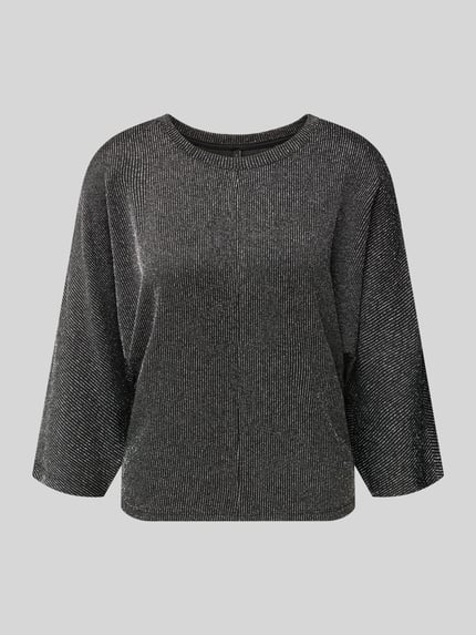 Produktfoto, Langarmshirt mit strukturierter Oberfläche und Glanzoptik in Grau, abgerundeter Saum, Rundhalsausschnitt, Jersey, von ONLY