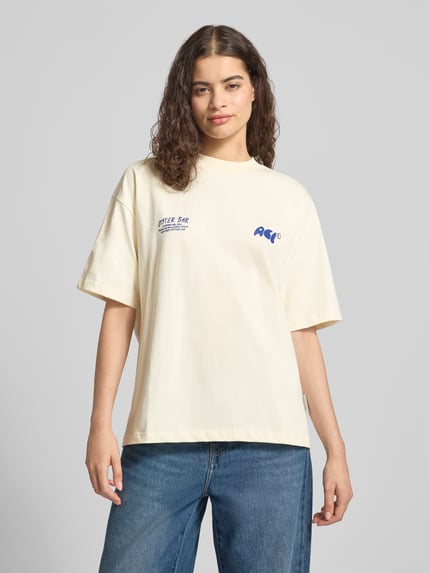 ANOTHER COTTON LAB oversized t-shirt z nadrukami z logo Jasnożółty melanż 4