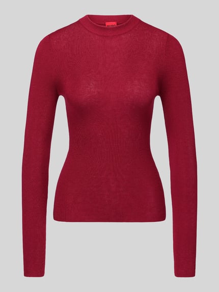 Productfoto, Slim Fit Pullover uit wolmix met lyocell-kasjmier, model 'Sallya' van HUGO, Dames pullover, effen rood, fijne textuur