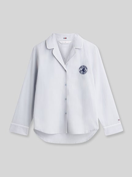 Tommy Hilfiger Comfort Fit Pyjama Oberteil aus reiner Baumwolle Hellblau 2