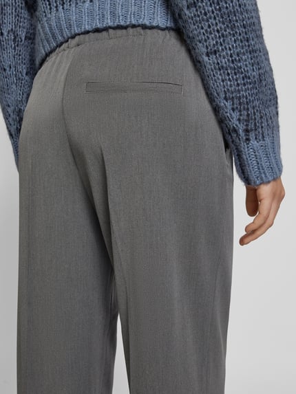 Selected Stoffhose mit weitem Bein und elastischem Bund Dunkelgrau Melange 3