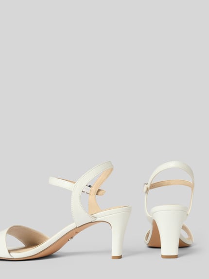 Produktfoto, Sandaletten met stilettohak van Tamaris in effen kleuren en leerlook, punt van de schoen rond, label in reliëf, doornsluiting, gestructureerde zool, materiaalverwerking kunstleer