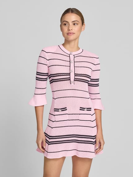 Self-Portrait Slim Fit mini-jurk met linnengehalte Felroze - 4