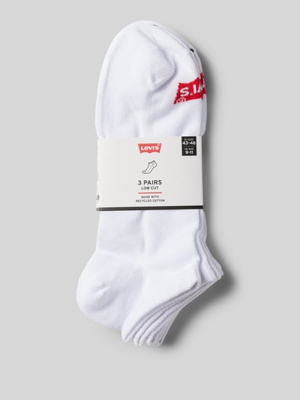Levi's® Socken mit Label-Detail Modell 'LOW CUT BATWING LOGO' im 3er-Pack Weiss 3