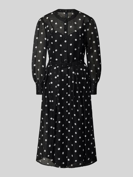 Marc Cain Midikleid aus Leinen-Seide-Mix mit Gürtel Black 2