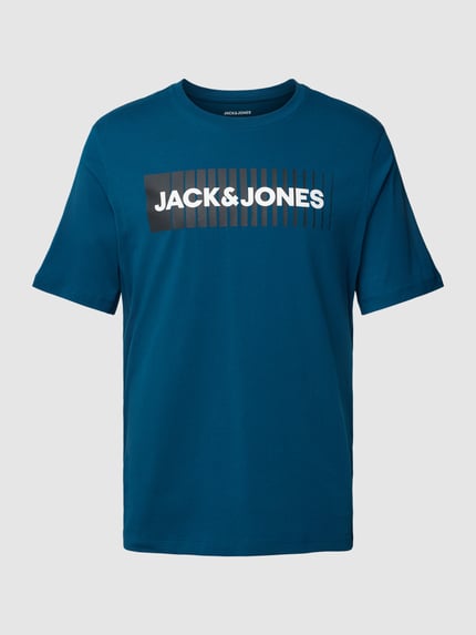 JACK & JONES t-shirt z nadrukiem z logo model 'CORP' Petrol 2