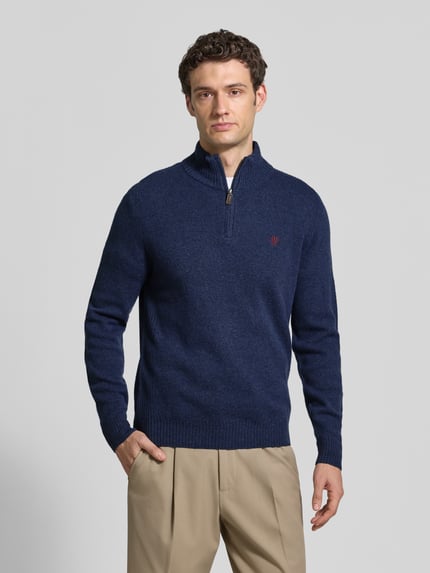 MCNEAL Regular Fit Strickpullover aus reiner Wolle Dunkelblau Melange 4