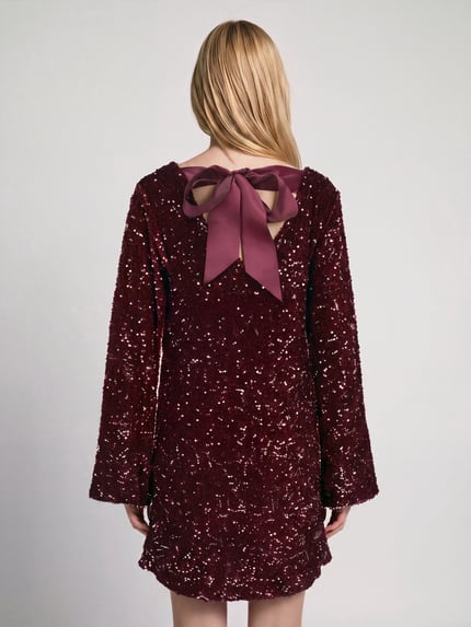 PIECES Paillettenkleid mit Rückenausschnitt Modell 'PCKAMMY' Bordeaux 5